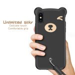 Wholesale iPhone 8 Plus / 7 Plus 3D Teddy Bear Design Case with Hand Strap (Black)